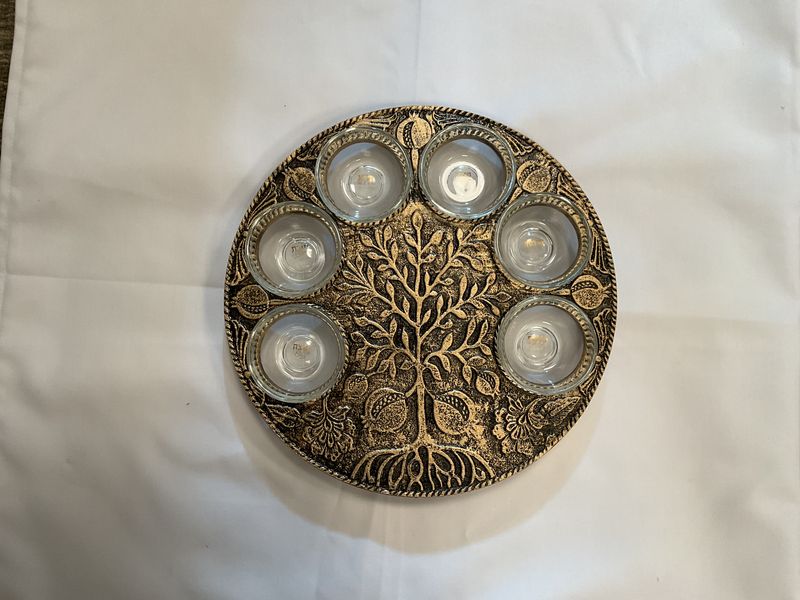 Vintage Gold Metal Tree of Life Seder Plate
