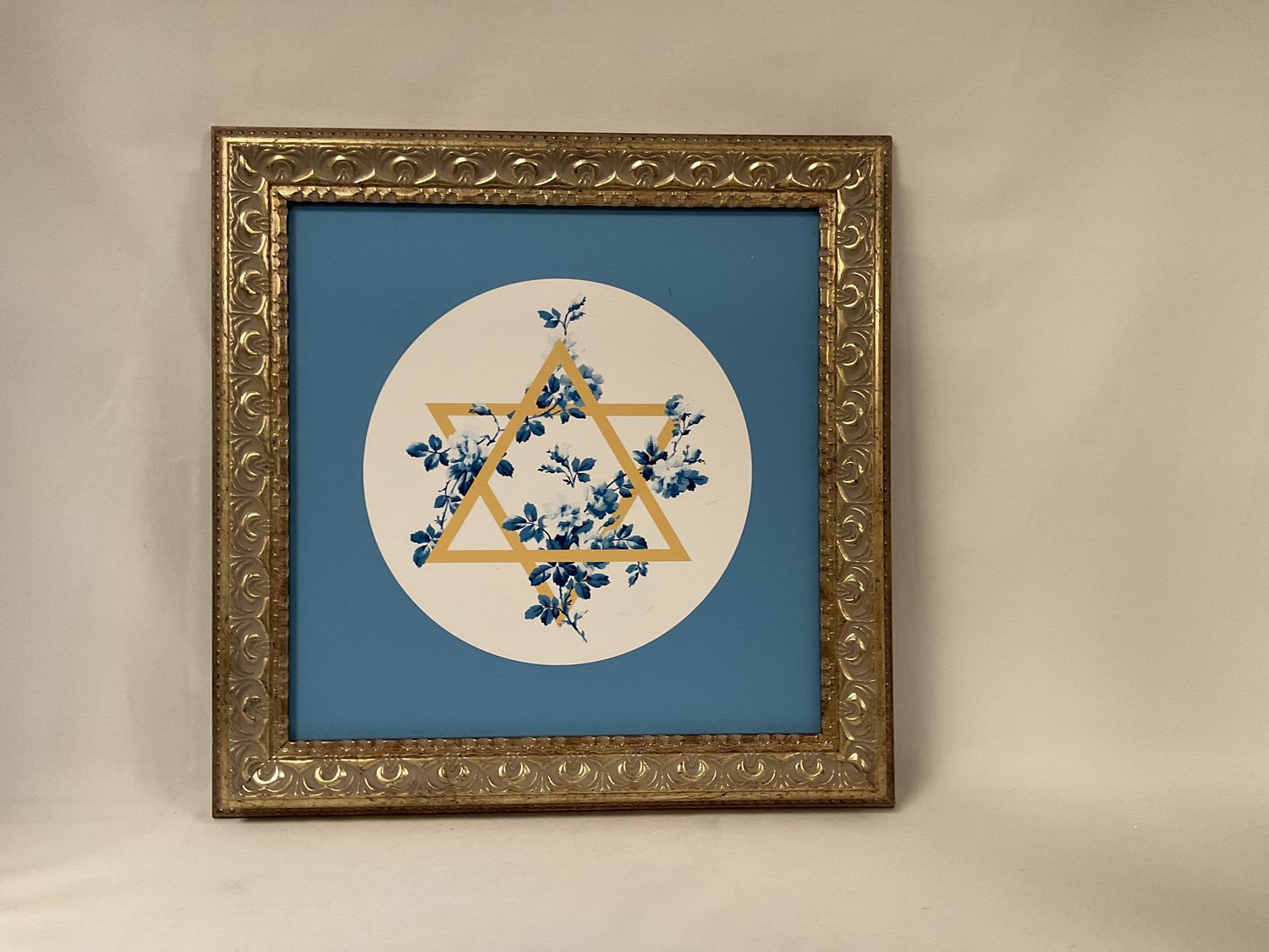 Framed Floral Star of David Picture Framed Floral Star of David Picture