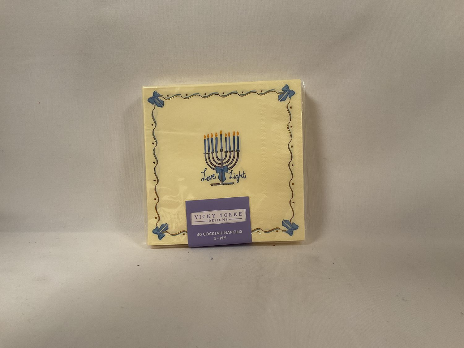 Yellow "Love Light" Hanukkah Cocktail Napkins Yellow "Love Light" Hanukkah Cocktail Napkins