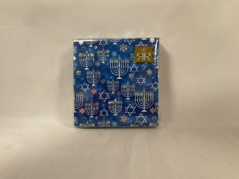 Blue Menorah and Star Cocktail Napkins