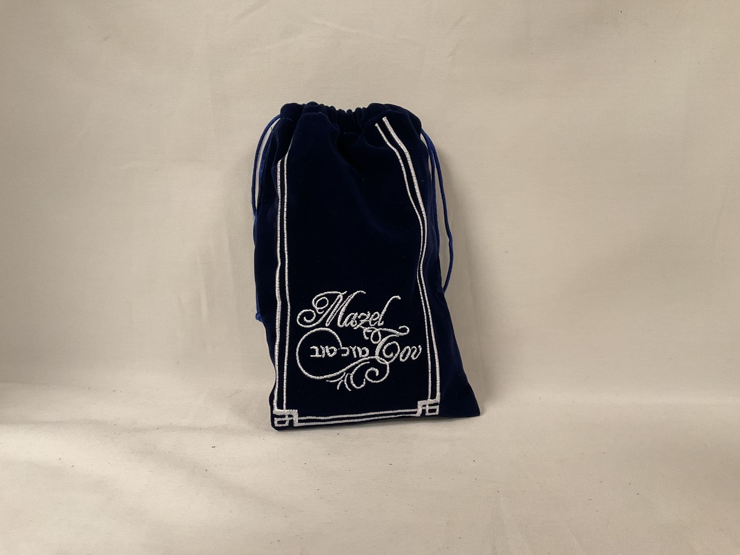 Blue Chuppah Breaking Cup in Embroidered Velvet Bag