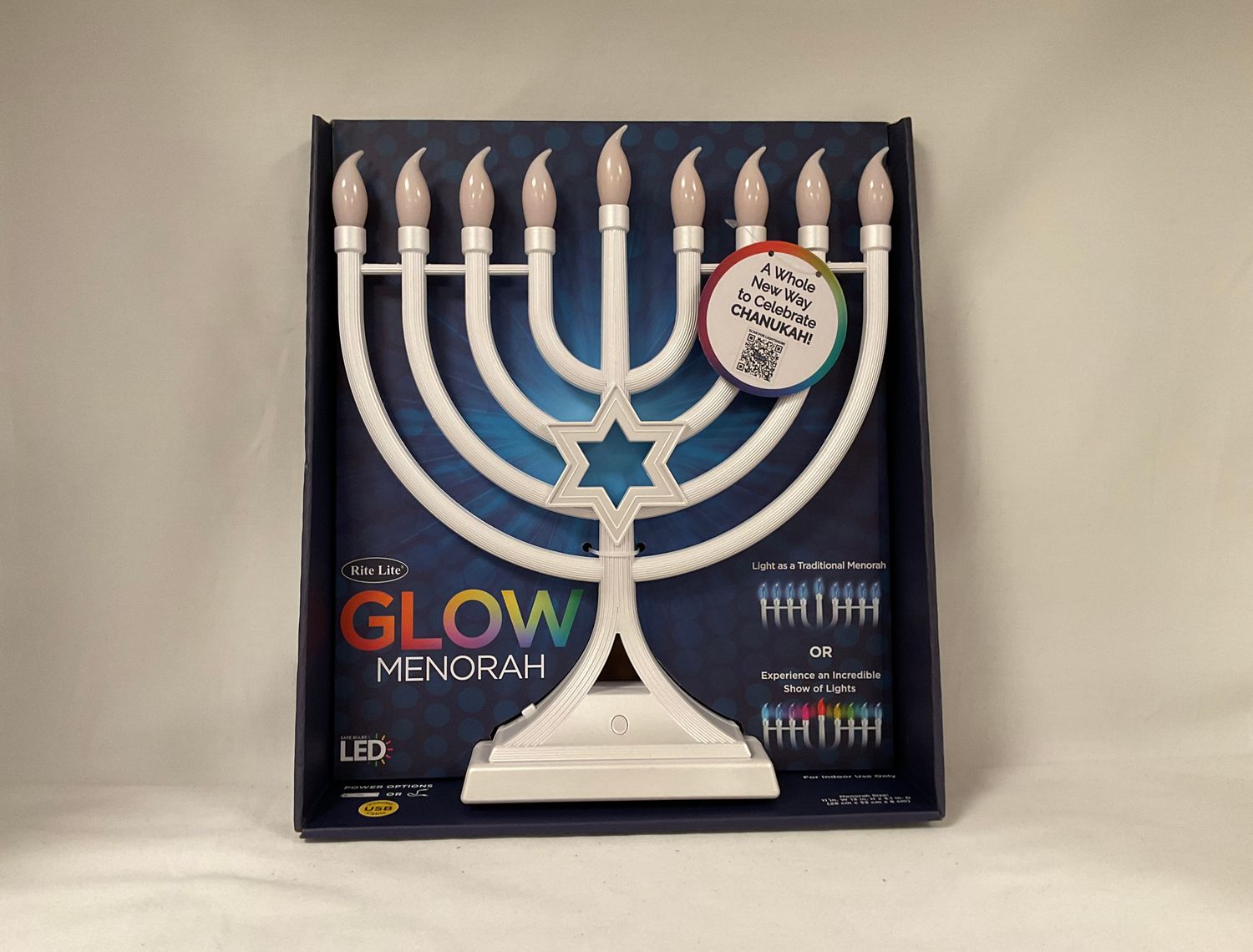 LED Glow Menorah with Changing Colored Lights