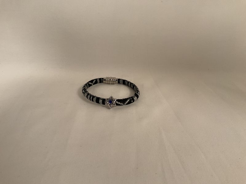 Cotton Bracelet with Crystal Star, Black and White Cotton Bracelet with Crystal Star, Black and White