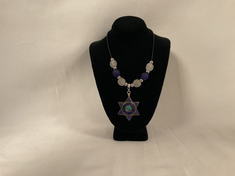 Nepal Star of David Neklace with Glass Beads Nepal Star of David Neklace with Glass Beads