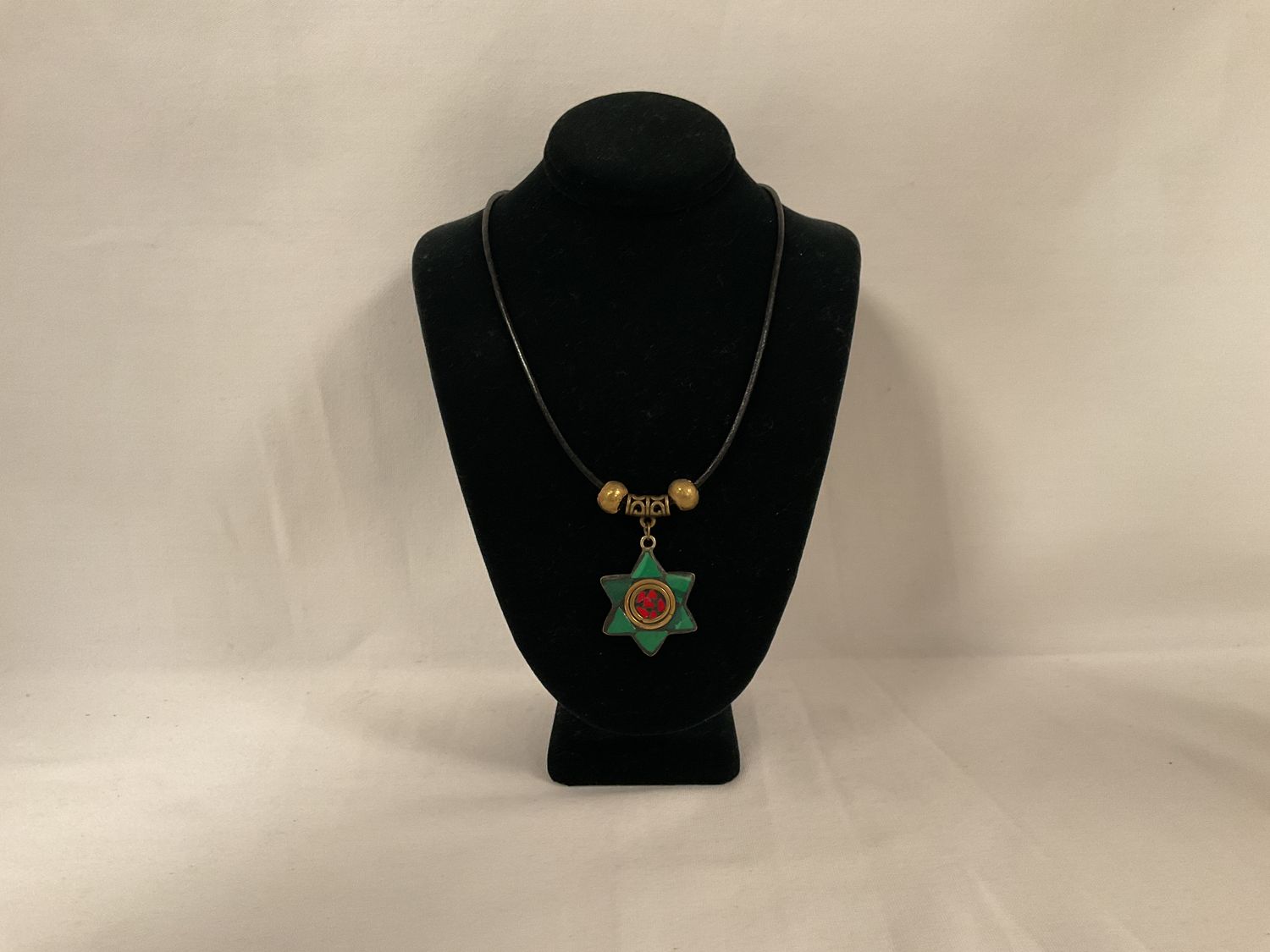 Nepal Star of David Neklace with Brass Beads
