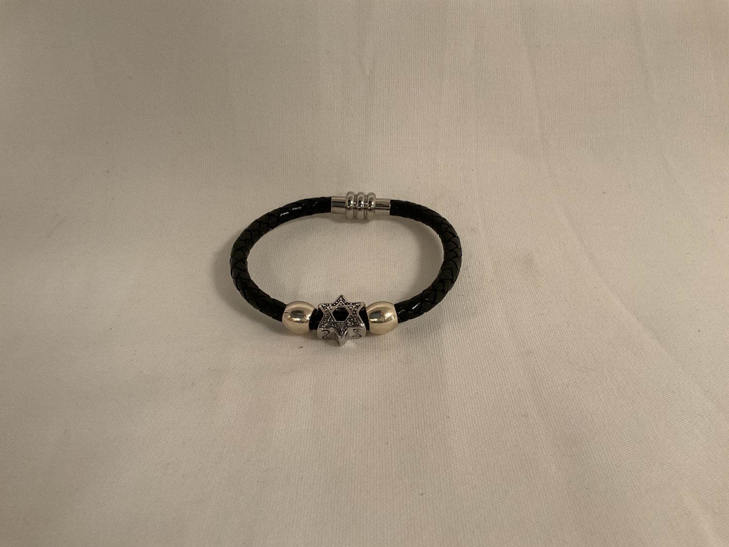 Black Braided Leather Bracelet with Hollow Star Black Braided Leather Bracelet with Hollow Star