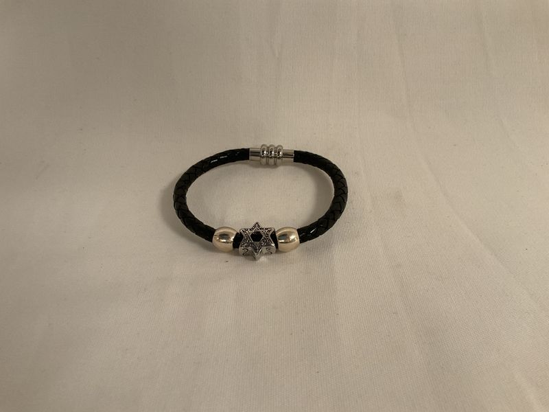 Black Braided Leather Bracelet with Hollow Star Black Braided Leather Bracelet with Hollow Star