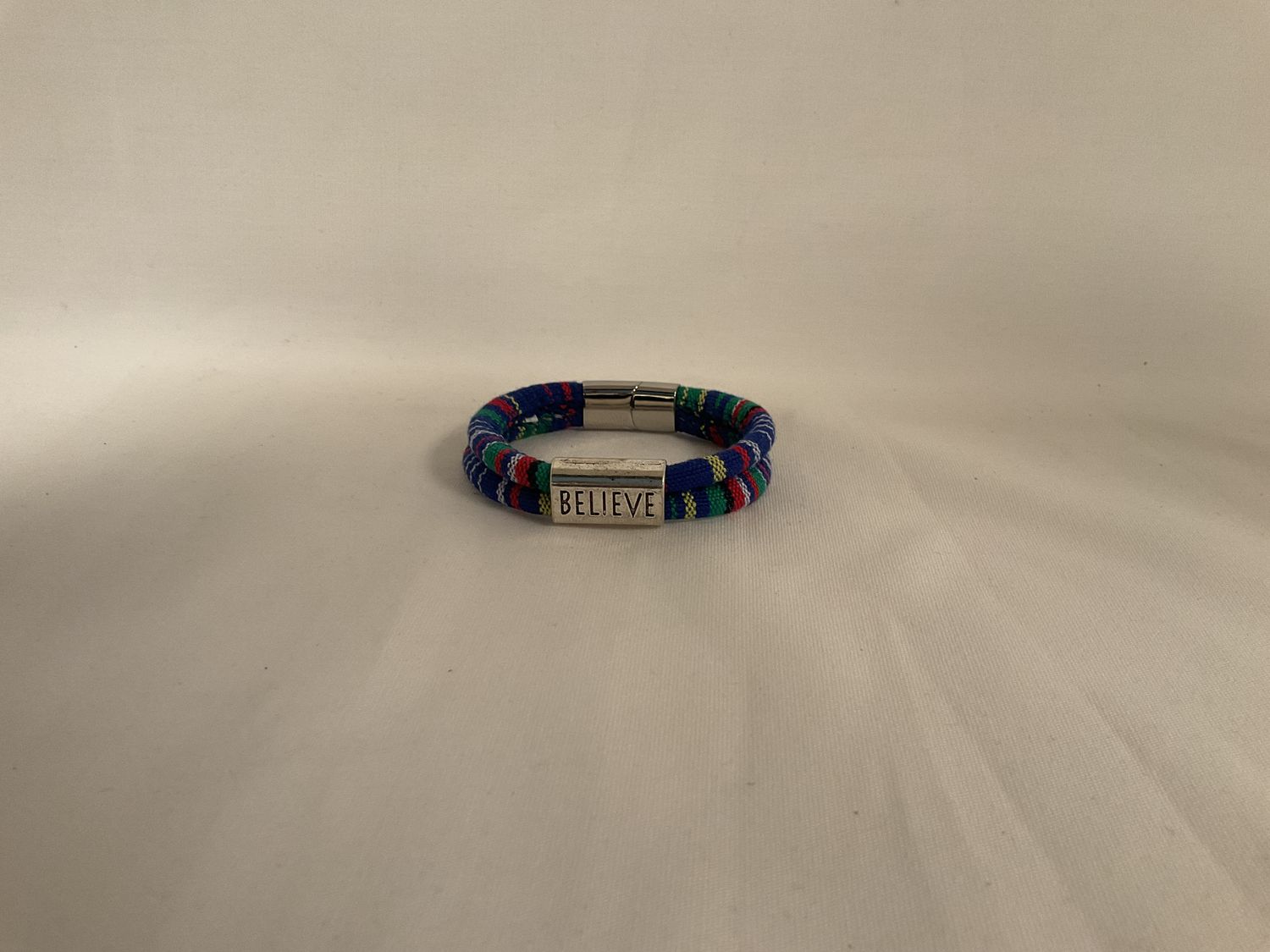 BELIEVE Affirmation Cotton Cord Bracelet, Marine BELIEVE Affirmation Cotton Cord Bracelet, Marine