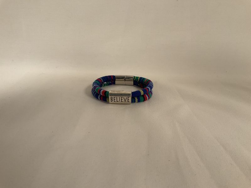 BELIEVE Affirmation Cotton Cord Bracelet, Marine BELIEVE Affirmation Cotton Cord Bracelet, Marine