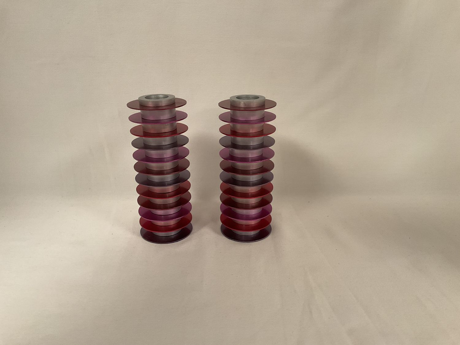 Maroon Anodized Discs Candlesticks Maroon Anodized Discs Candlesticks