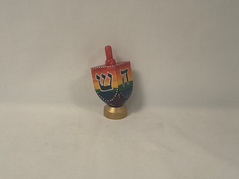 Rainbow Stained Wood Dreidel Rainbow Stained Wood Dreidel