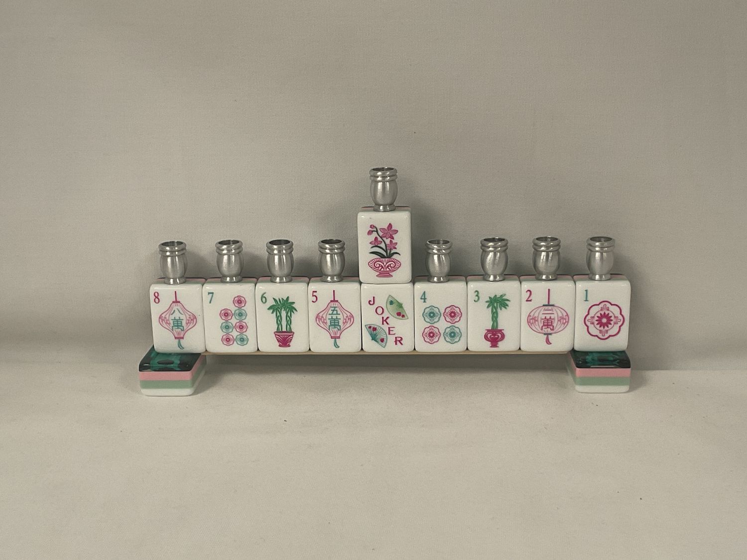 Emerald Green Mah Jong Acrylic Menorah Emerald Green Mah Jong Acrylic Menorah