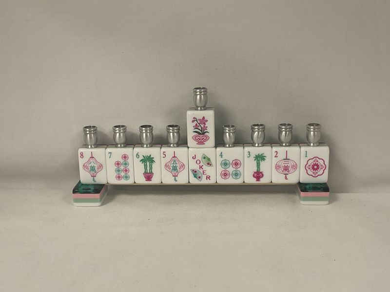 Emerald Green Mah Jong Acrylic Menorah Emerald Green Mah Jong Acrylic Menorah