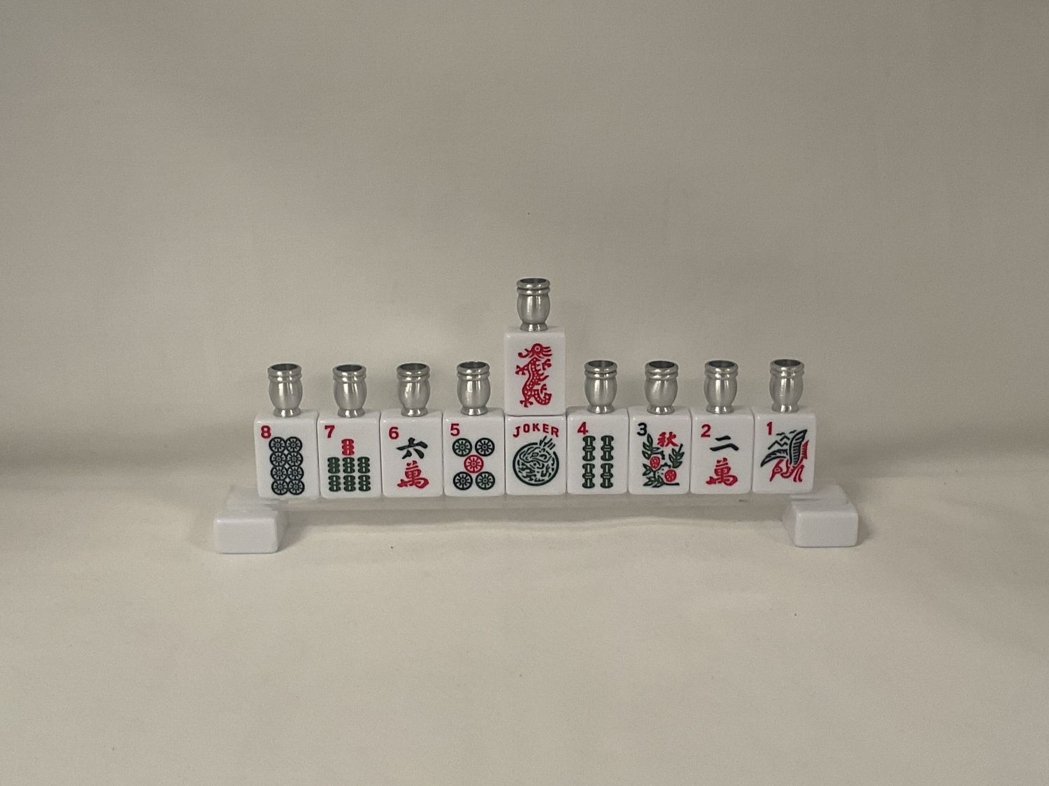 White Acrylic Mah Jong Menorah