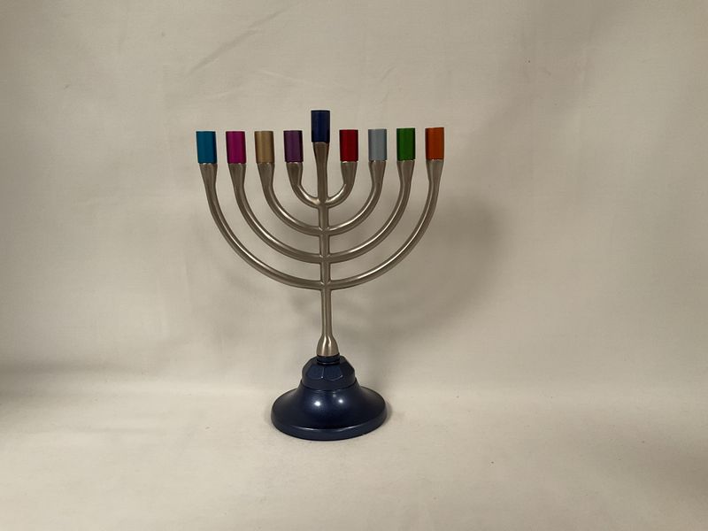 Classic Menorah with Multicolor Candle Holders