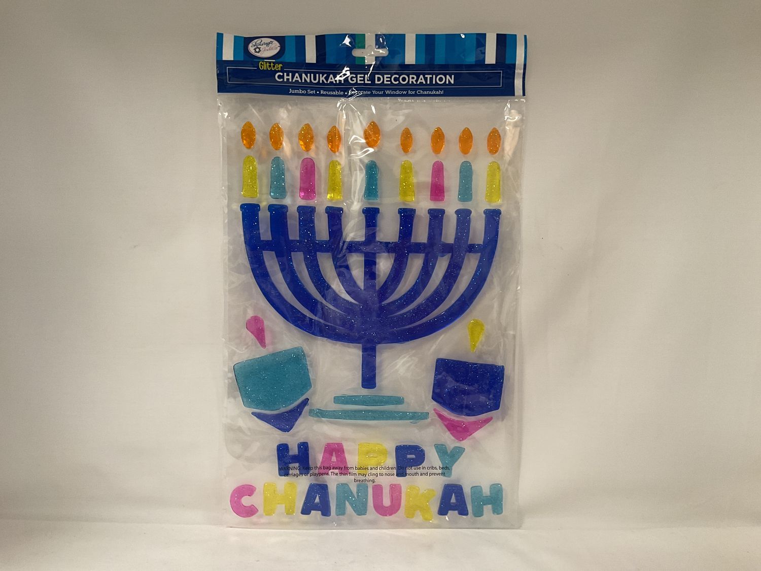 Chanukah Jumbo Glitter Window Gel Decoration Chanukah Jumbo Glitter Window Gel Decoration
