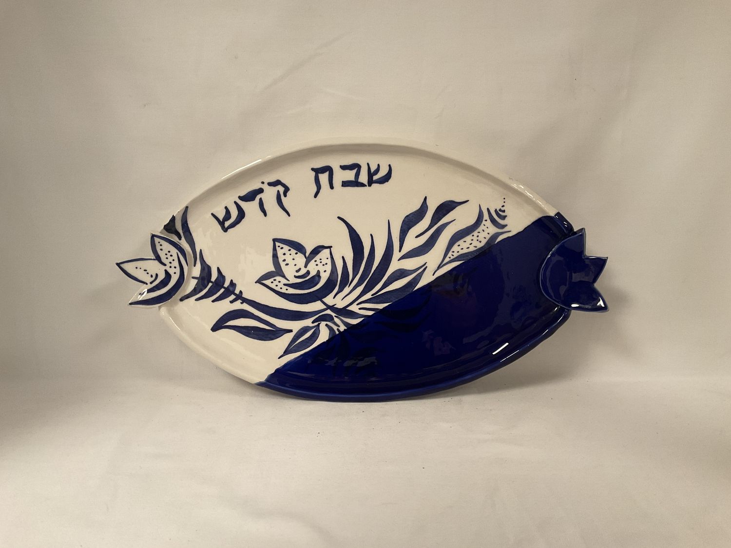 Hand Painted Ceramic Shabbat Tray Hand Painted Ceramic Shabbat Tray