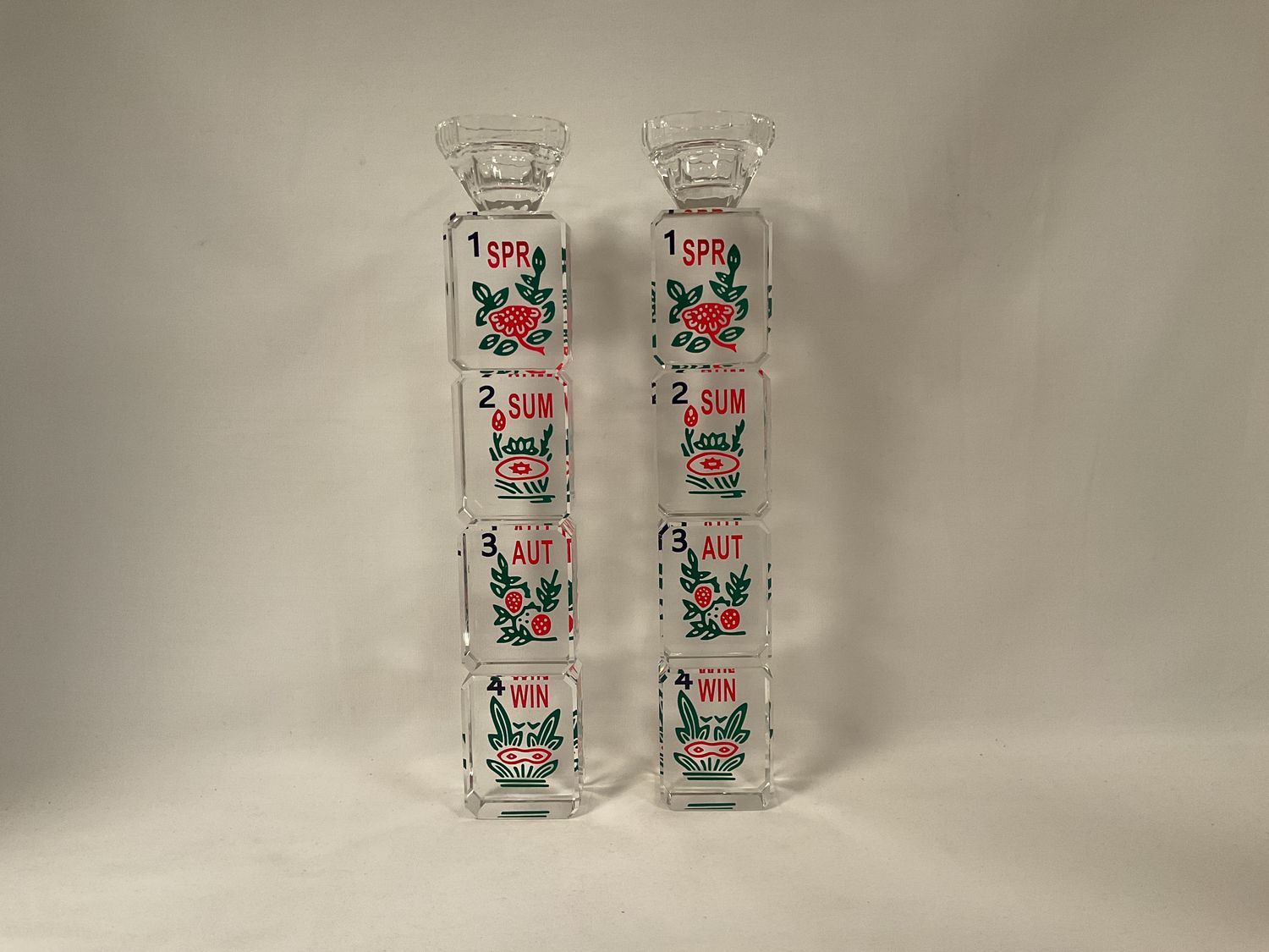 Crystal "Flowers" Mah Jongg Candlesticks