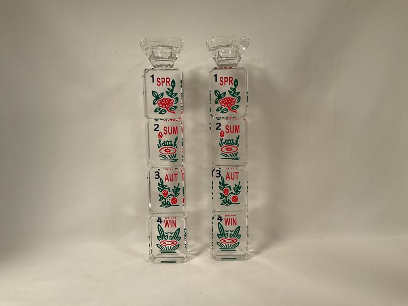 Crystal "Flowers" Mah Jongg Candlesticks Crystal "Flowers" Mah Jongg Candlesticks