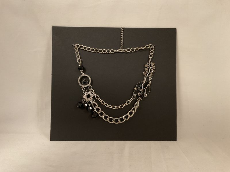 Star of David Necklace with Black Beads on sustainable up cycled chain Star of David Necklace with Black Beads on sustainable up cycled chain