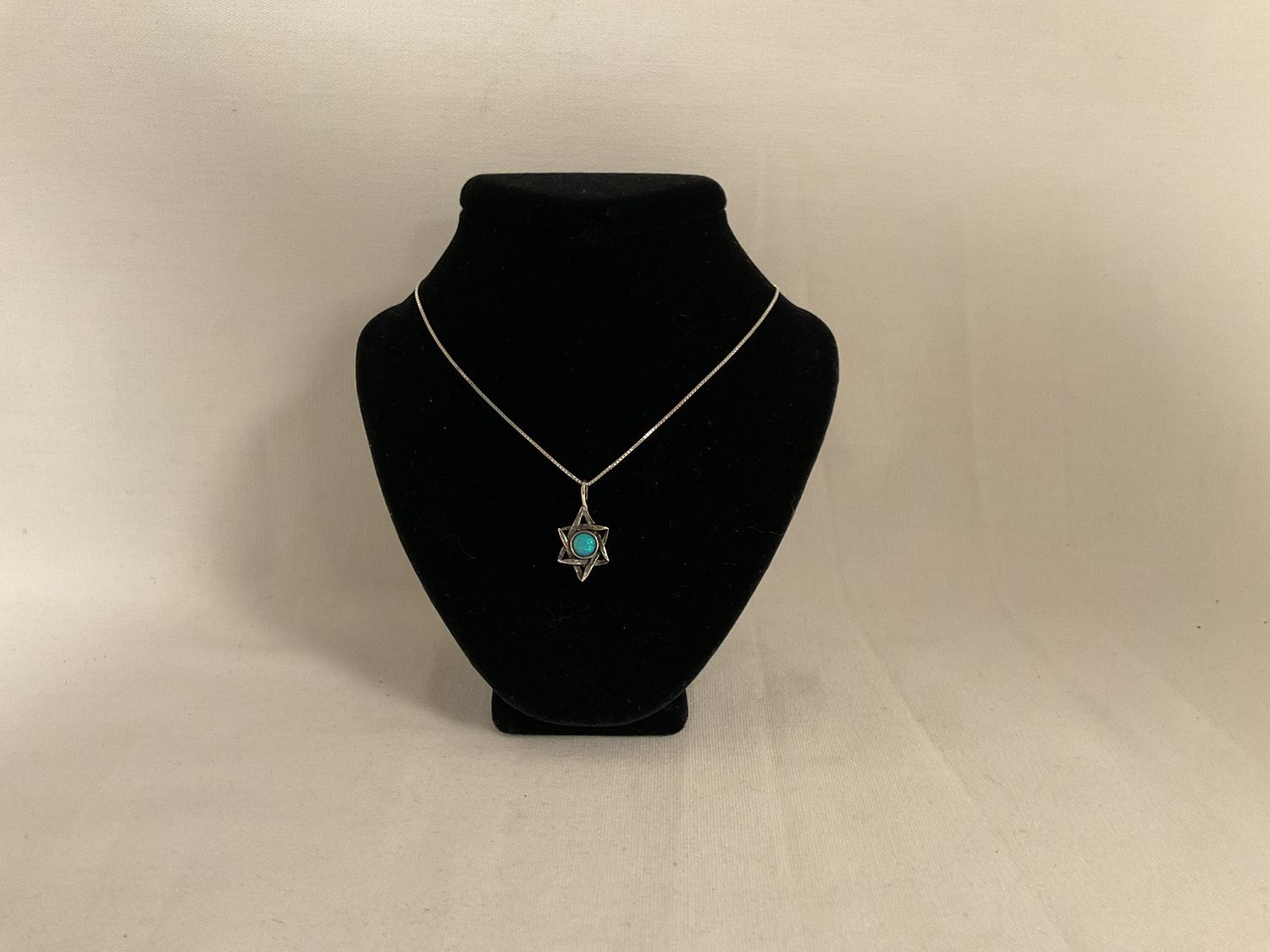 Sterling Silver Star of David Necklace with Opal Gemstone Sterling Silver Star of David Necklace with Opal Gemstone