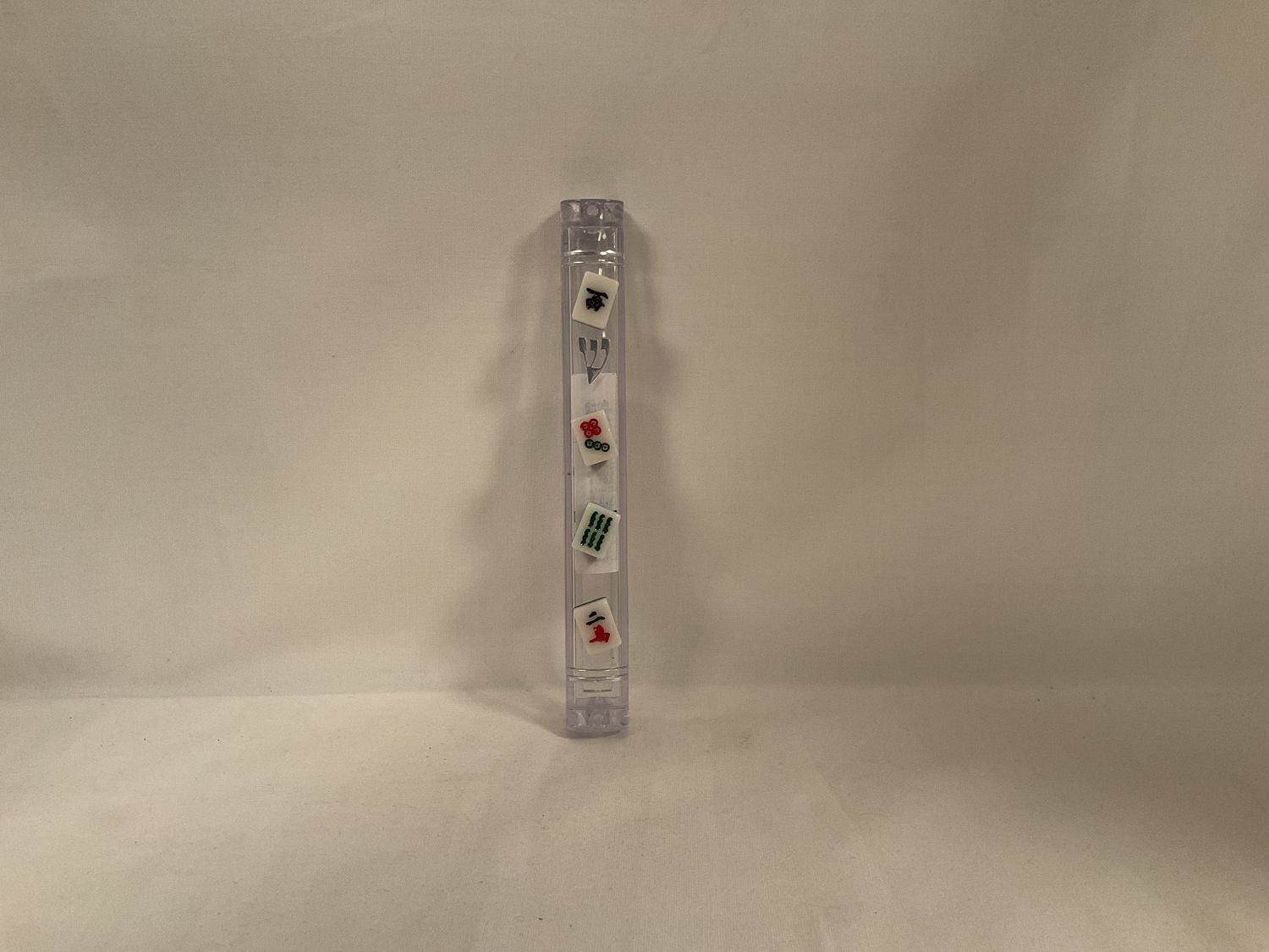 Acrylic Mah Jongg Mezuzah Case with Mini Mah Jongg Tiles Acrylic Mah Jongg Mezuzah Case with Mini Mah Jongg Tiles