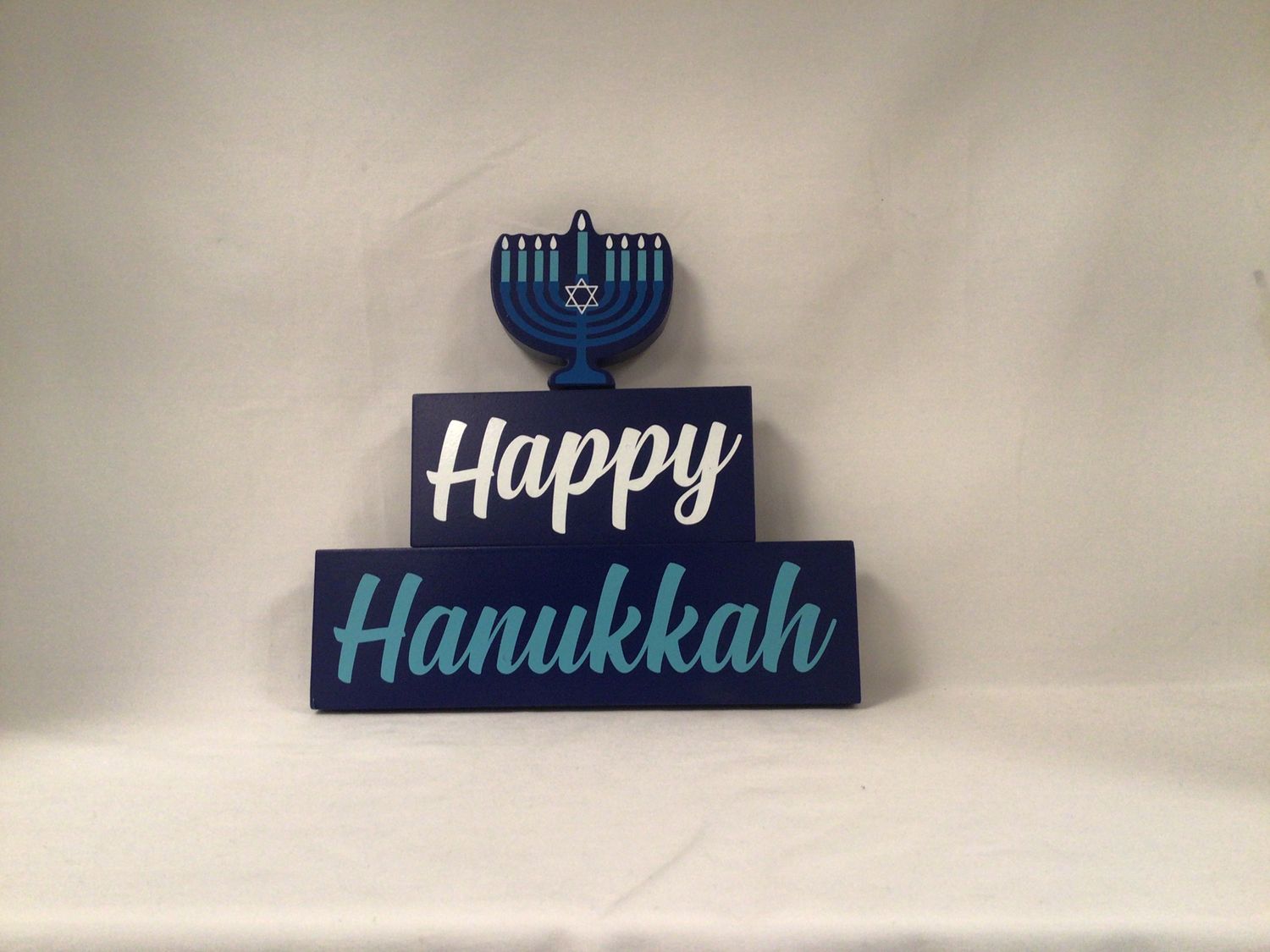 Festive Hanukkah Standing Sign with Menorah