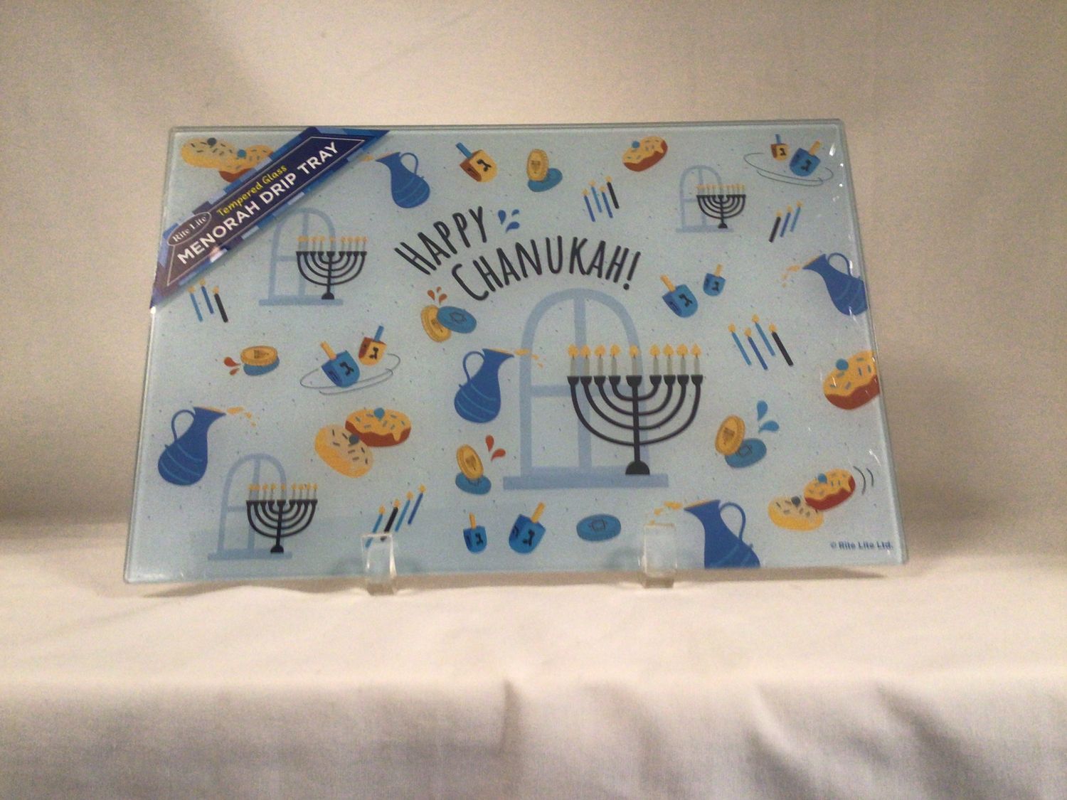 Whimsical Tempered Glass Menorah Drip Tray