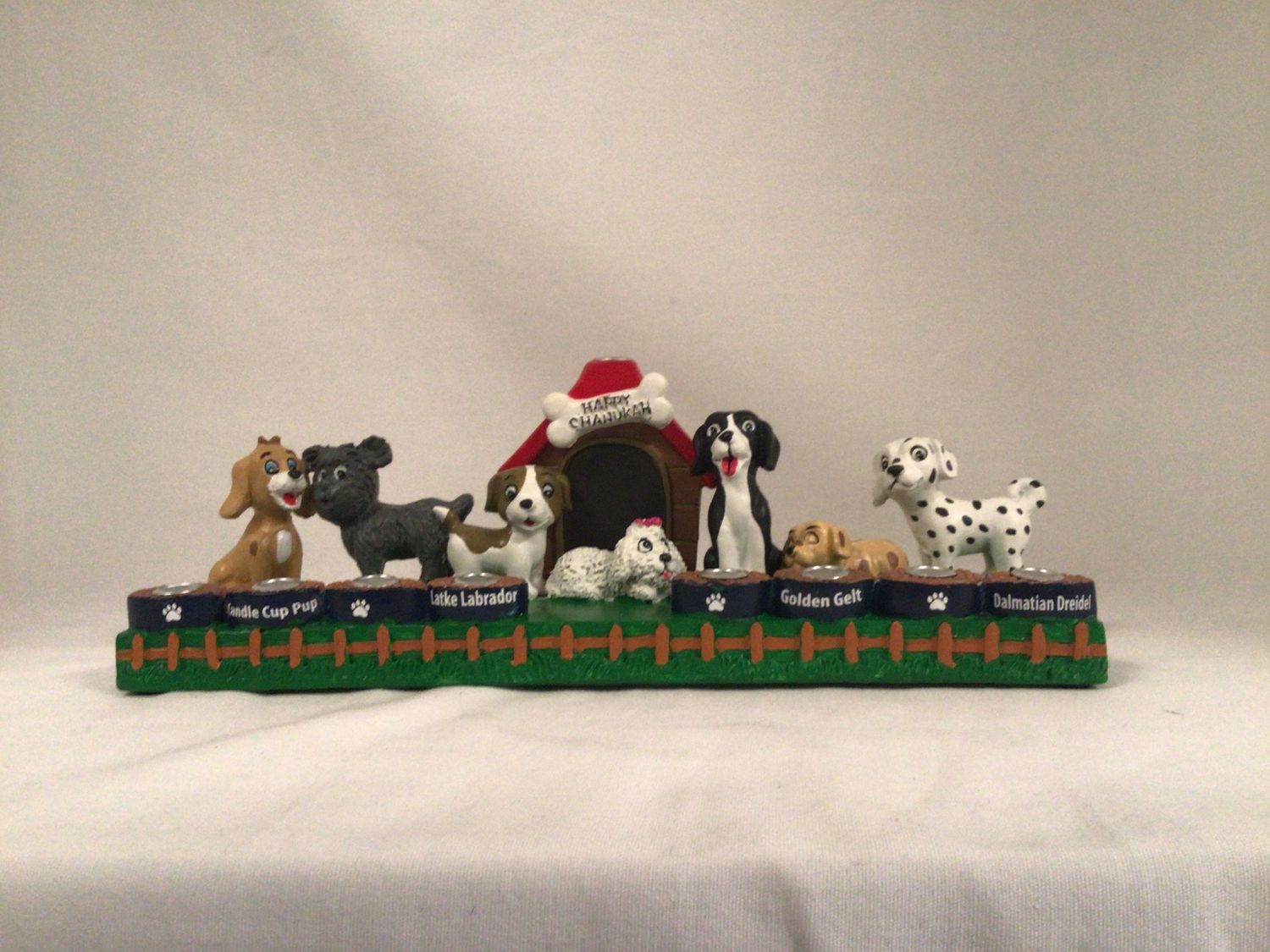 Hand Painted Dog Lovers Resin Menorah