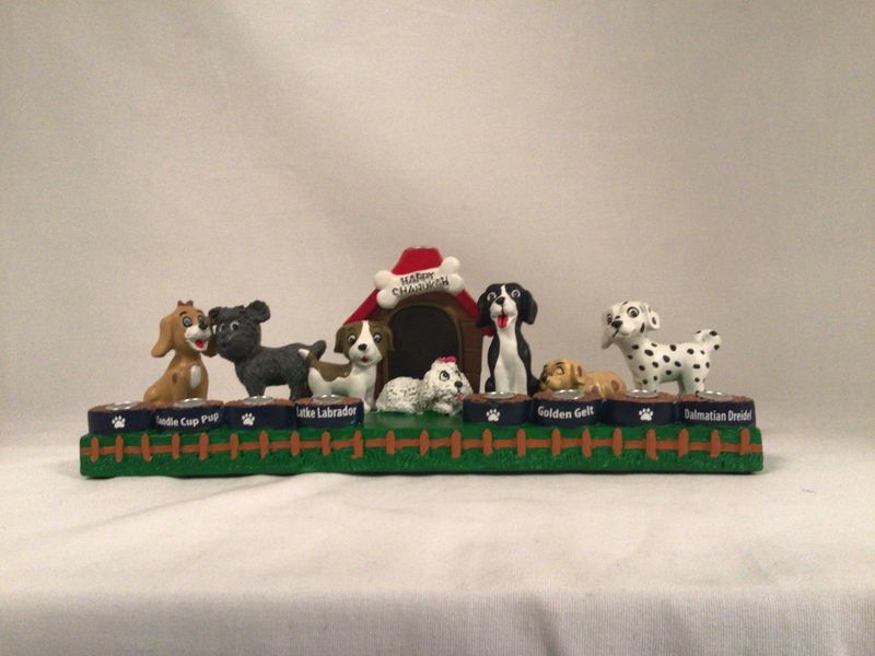 Hand Painted Dog Lovers Resin Menorah