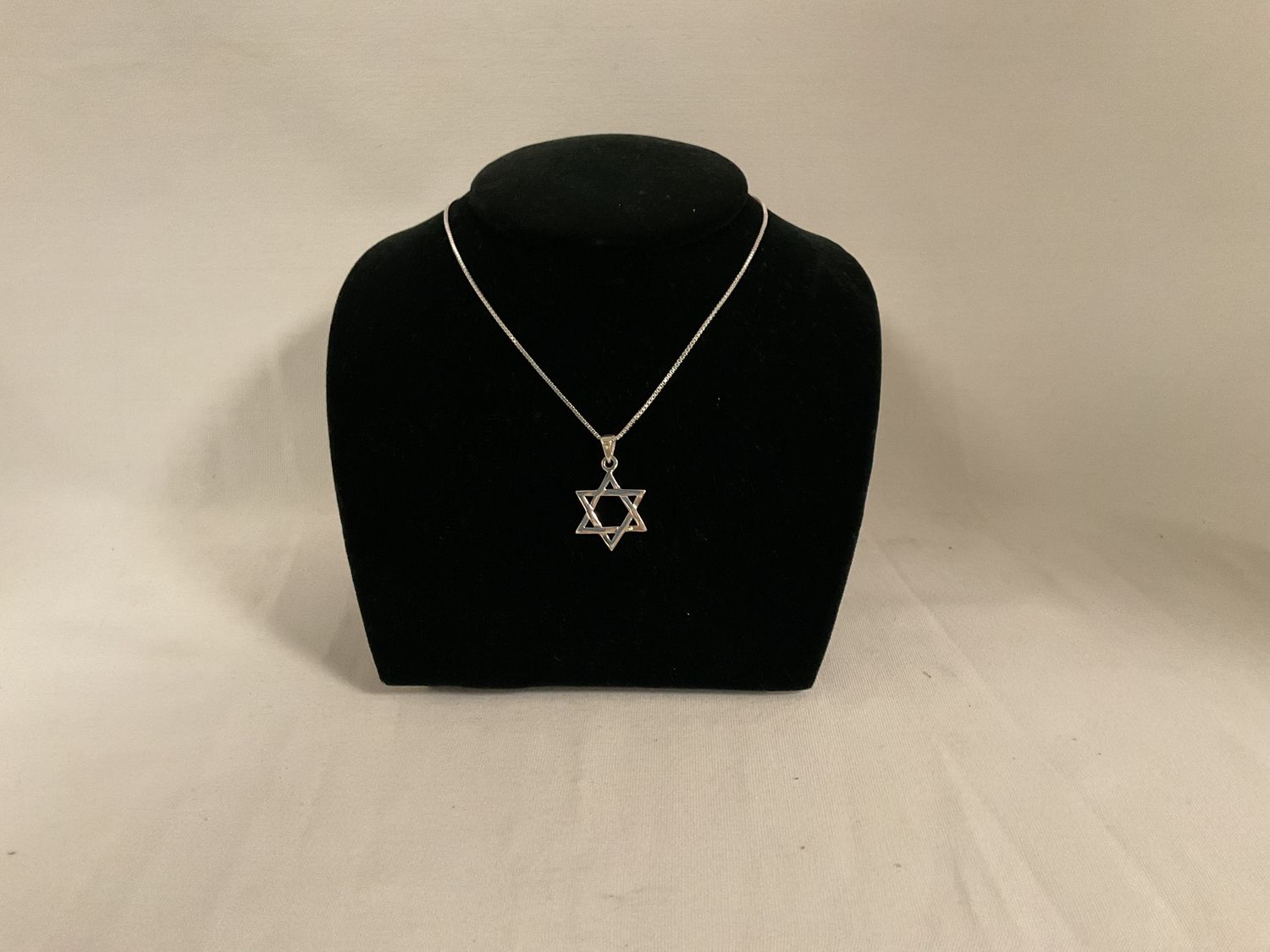 Simple Sterling Silver Star of David Necklace on 18 ' Chain