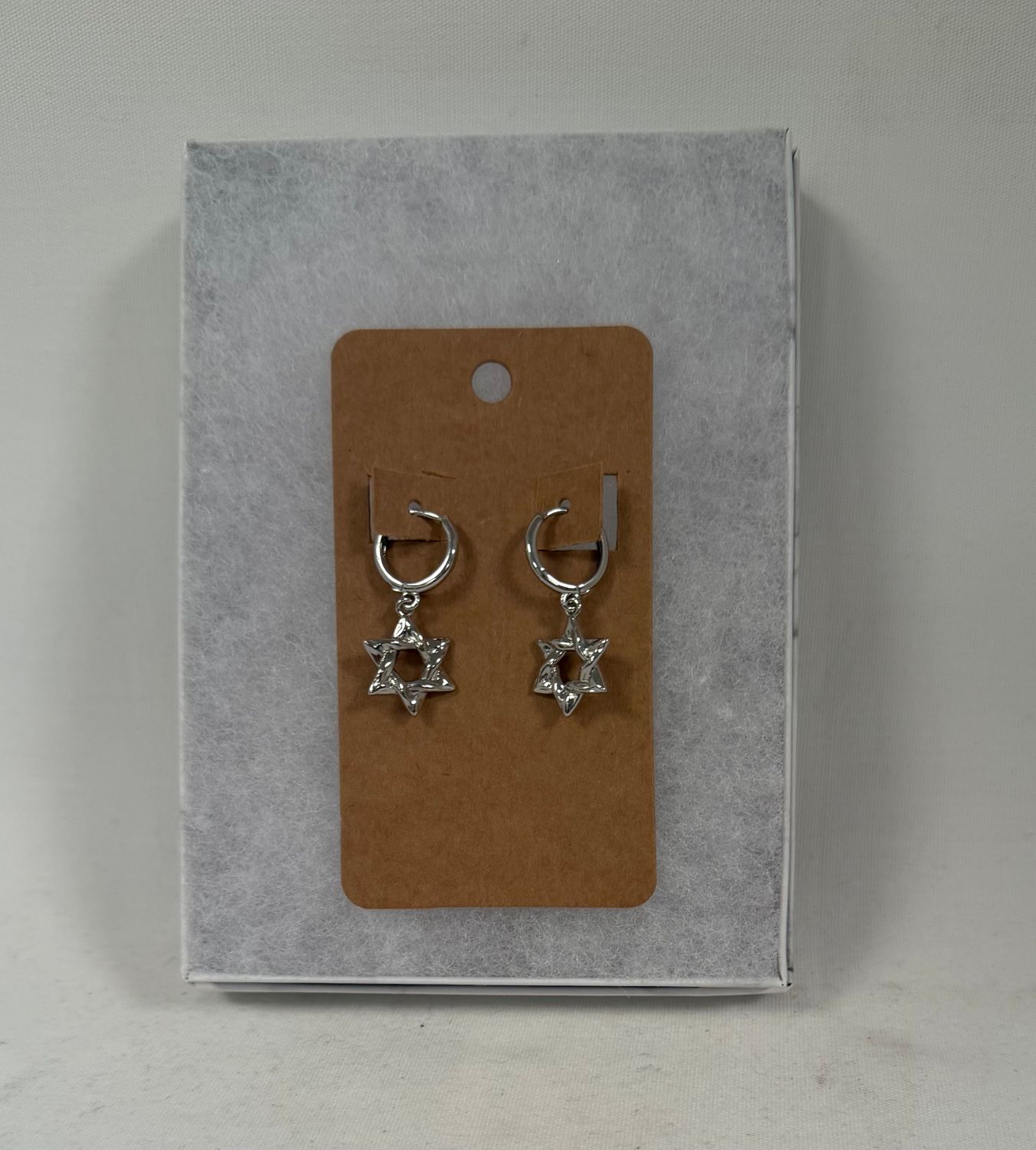 Huggie Earrings with Silver Star of David Huggie Earrings with Silver Star of David