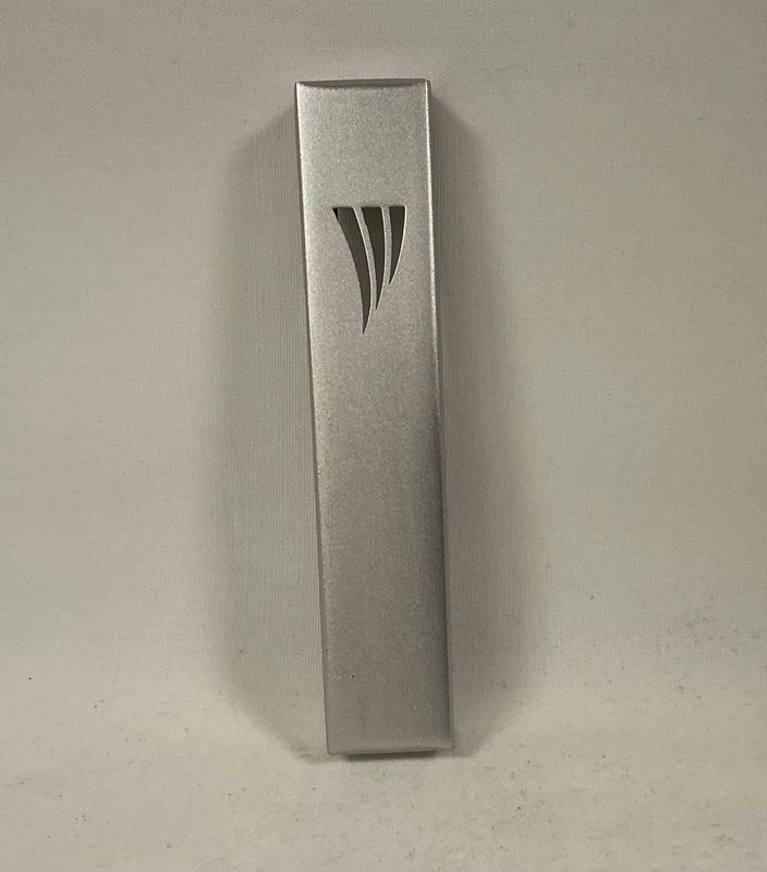 Silver Mezuzah Case with Modern Shin