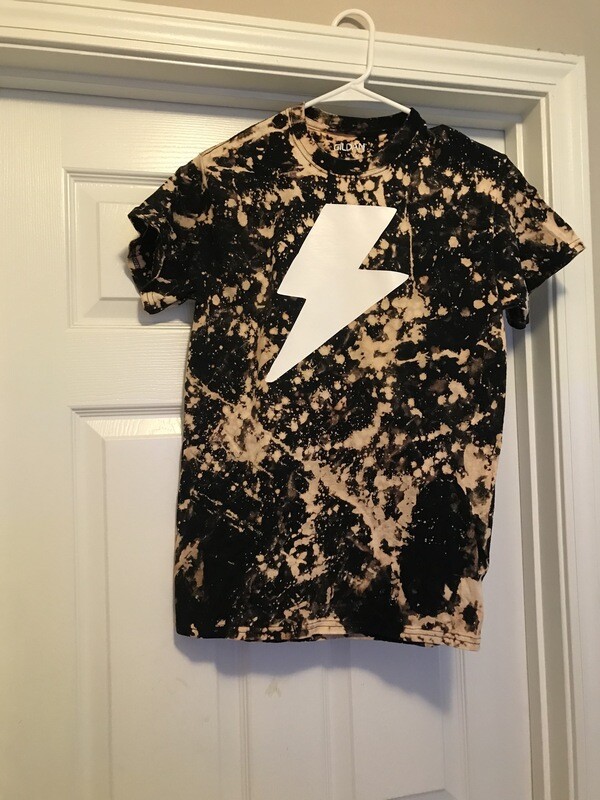 Black Bleached Shirt with Lightning Bolt