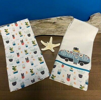 Linge à vaisselle - Ensemble de 2 - Roulotte camping bleue
