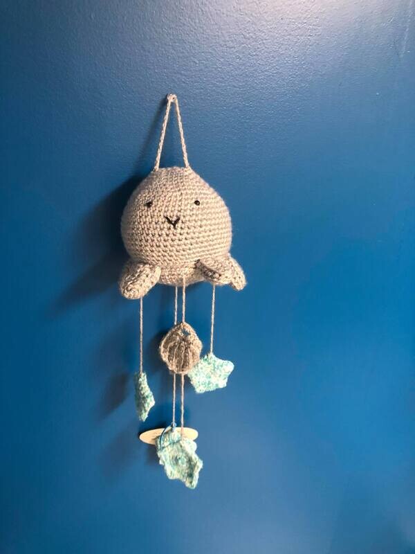 Mobile gris et turquoise - Pieuvre Mobile gris et turquoise - Pieuvre