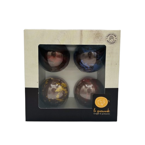 Boîte de 4 boules chocolat chaud - Saveurs assorties