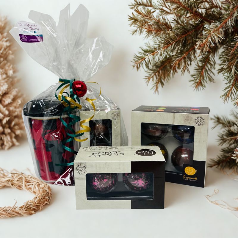 Boîte de 4 boules chocolat chaud - Saveurs assorties