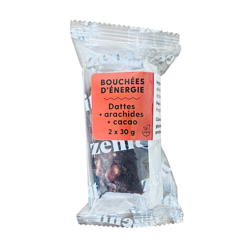 Boules d'énergie 60g - Dattes, arachides et éclats de cacao