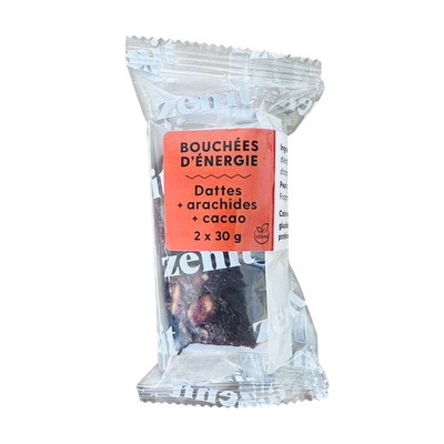 Boules d'énergie 60g - Dattes, arachides et éclats de cacao