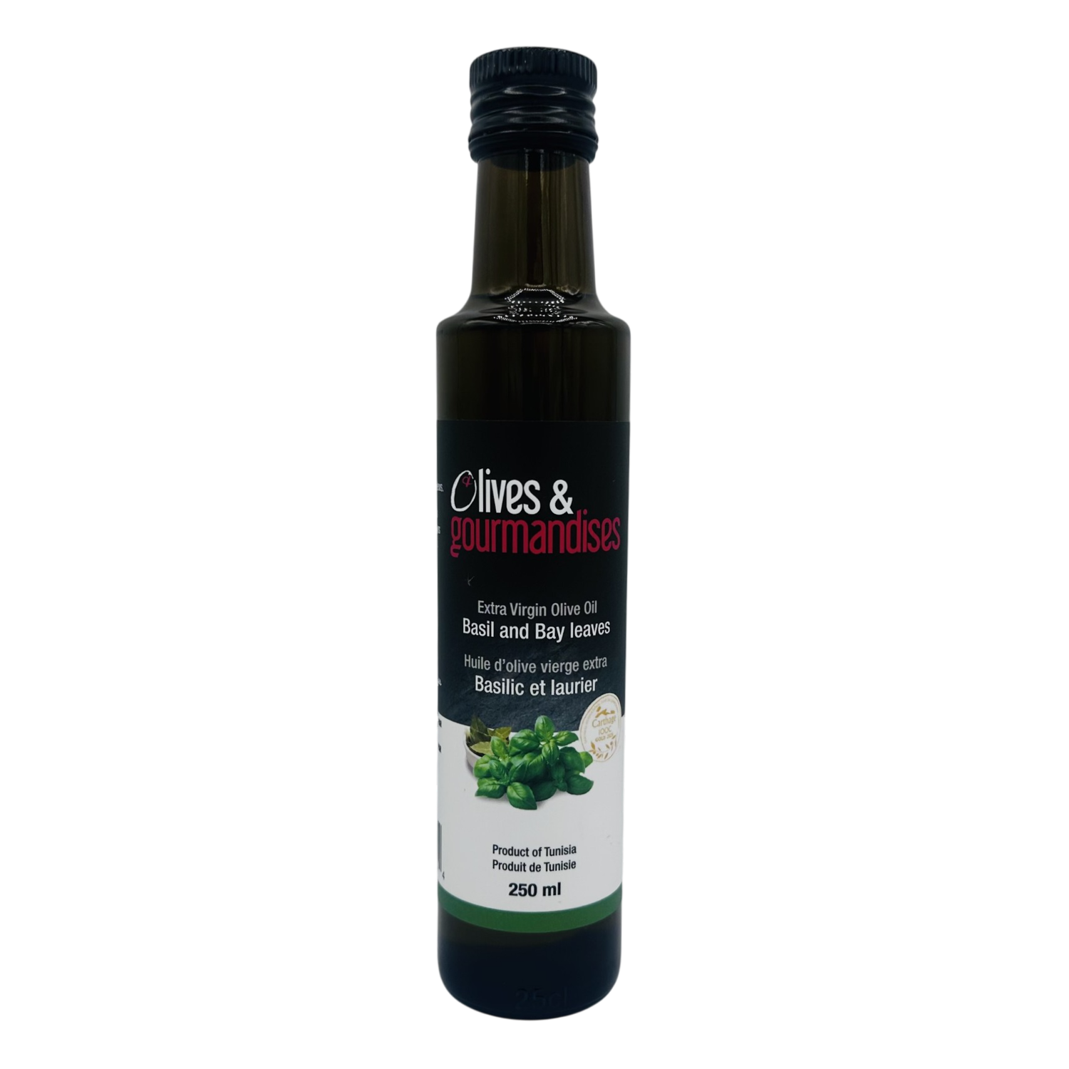 Huile d'olive 250ml  - Basilic et laurier