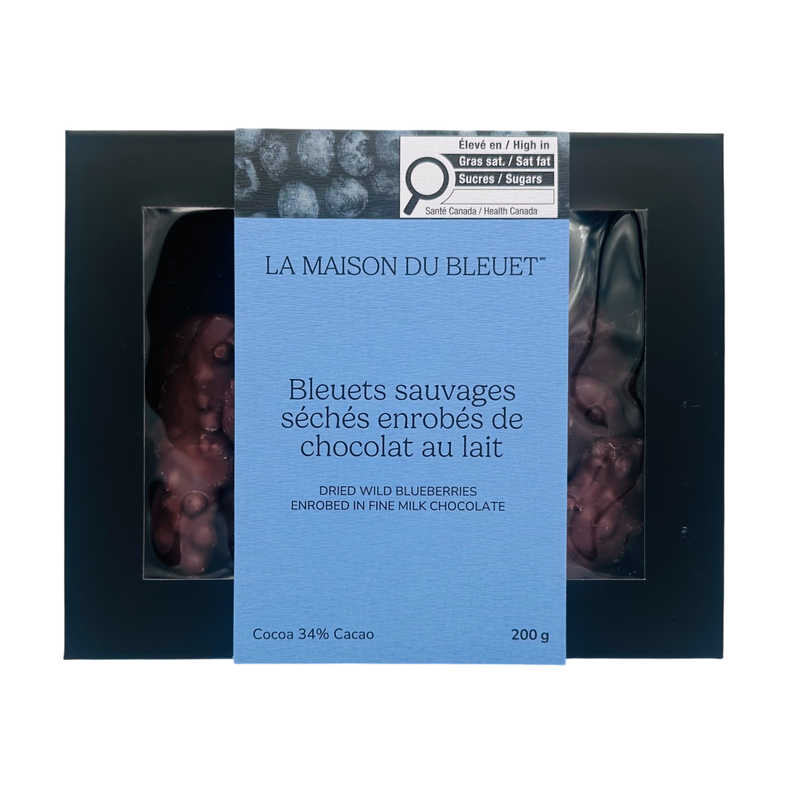 Bleuets séchés 200g - Chocolat lait Bleuets séchés 200g - Chocolat lait