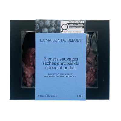 Bleuets séchés 200g - Chocolat lait