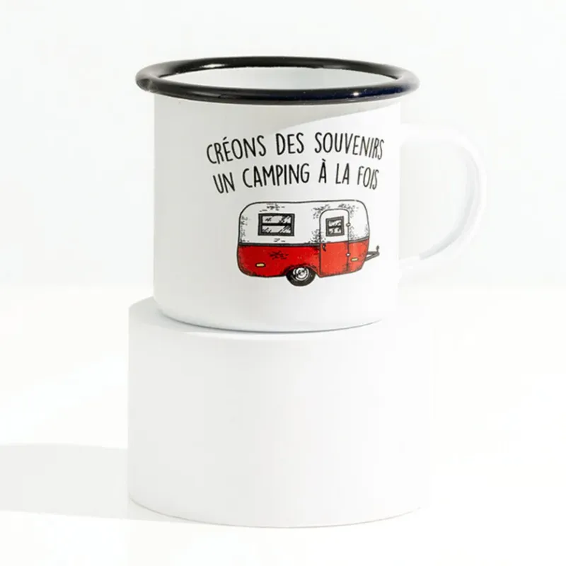 Tasse roulotte rouge émail - Créons des souvenirs (Rouge)