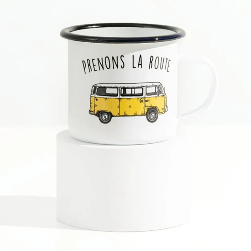 Tasse vanlife jaune émail - Prenons la route