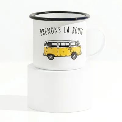 Tasse vanlife jaune émail - Prenons la route