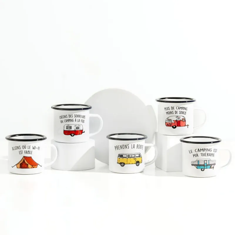 Tasse vanlife jaune émail - Prenons la route