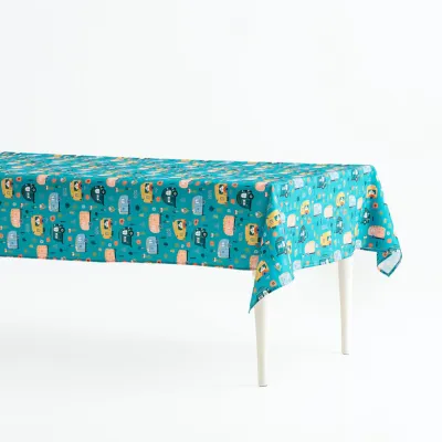 Nappe turquoise tissu -  Côté jardin