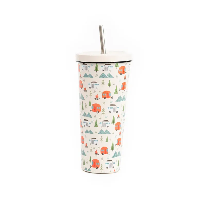 Gobelet isotherme métal avec paille - 24oz