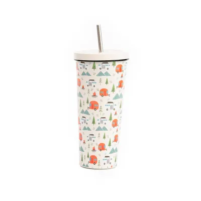 Gobelet isotherme métal avec paille - 24oz